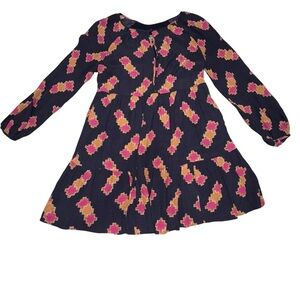 Anthropologie Long Sleeve Sammi Tiered Orange Pink Navy Blue Mini Dress Size Med